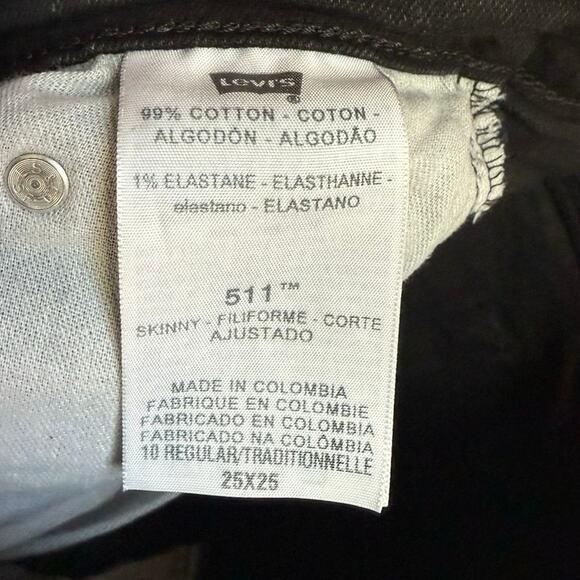 Levi’s Boys 511 Black Slim Fit Jeans Size 25x25 - Picture 3 of 3